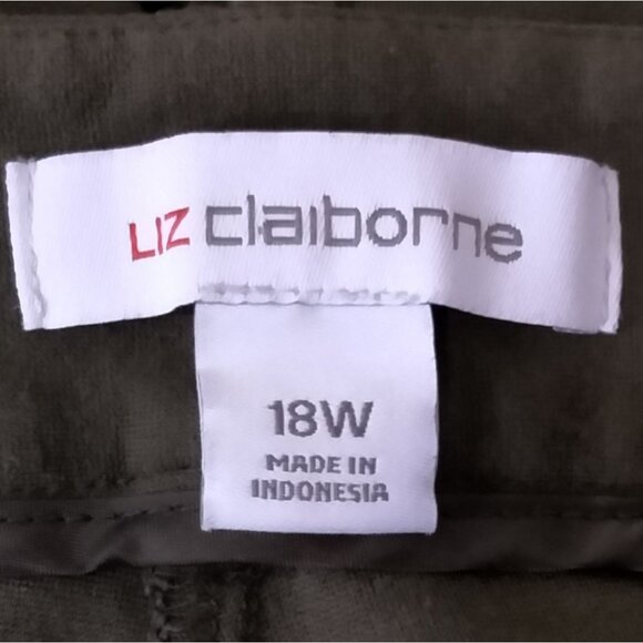 Liz Claiborne Plus Size 18W Cropped Trousers Olive Green Stylish Pants Fit Casua - Picture 6 of 10